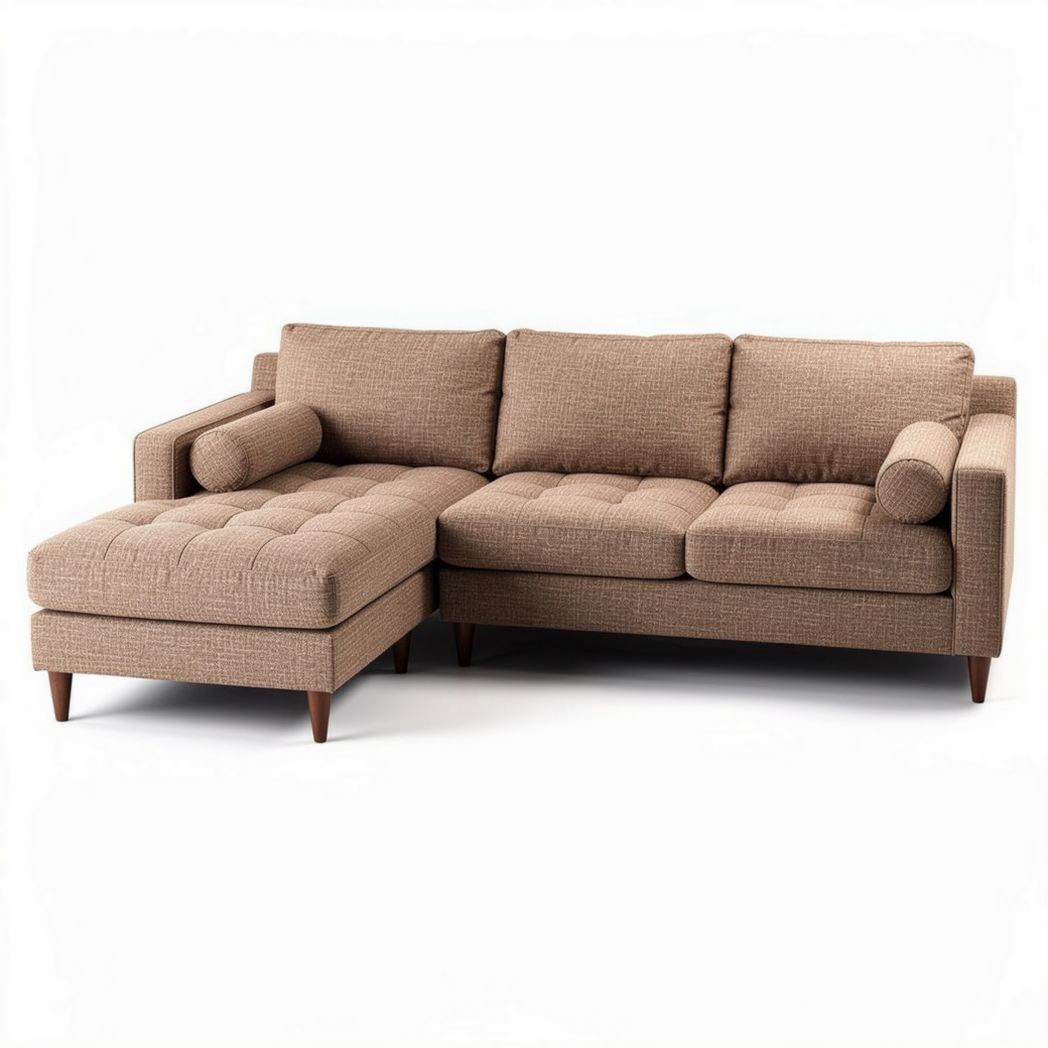 Divano angolare in tessuto per soggiorno – 200 x 90 x 85 cm