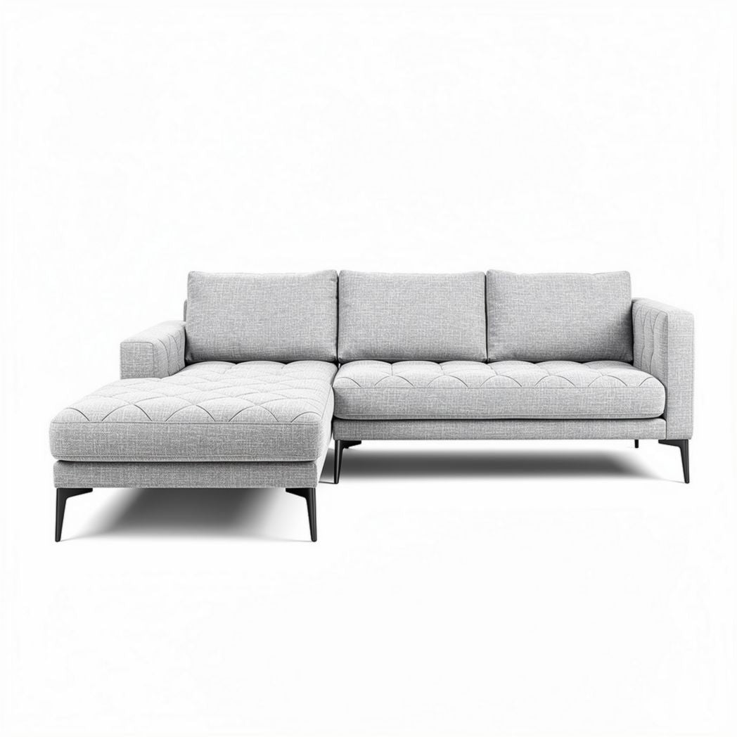 Divano angolare in tessuto per soggiorno – circa 210 x 85 x 75 cm